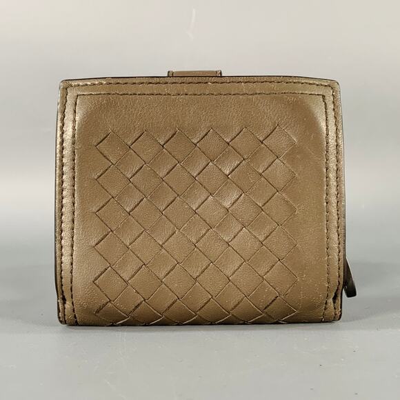 BOTTEGA VENETA Brown Woven Leather Intrecciato Small Flap Wallet - Picture 2 of 6